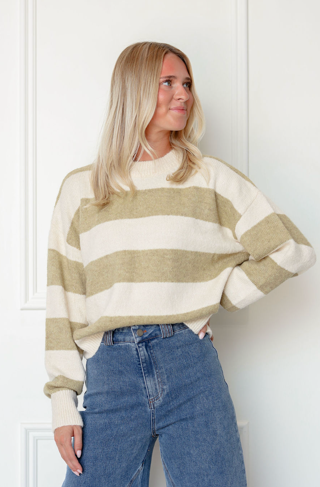 Arlette Olive Stripe Sweater