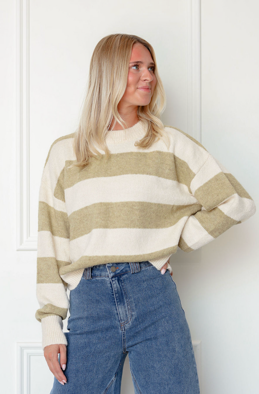 Arlette Olive Stripe Sweater