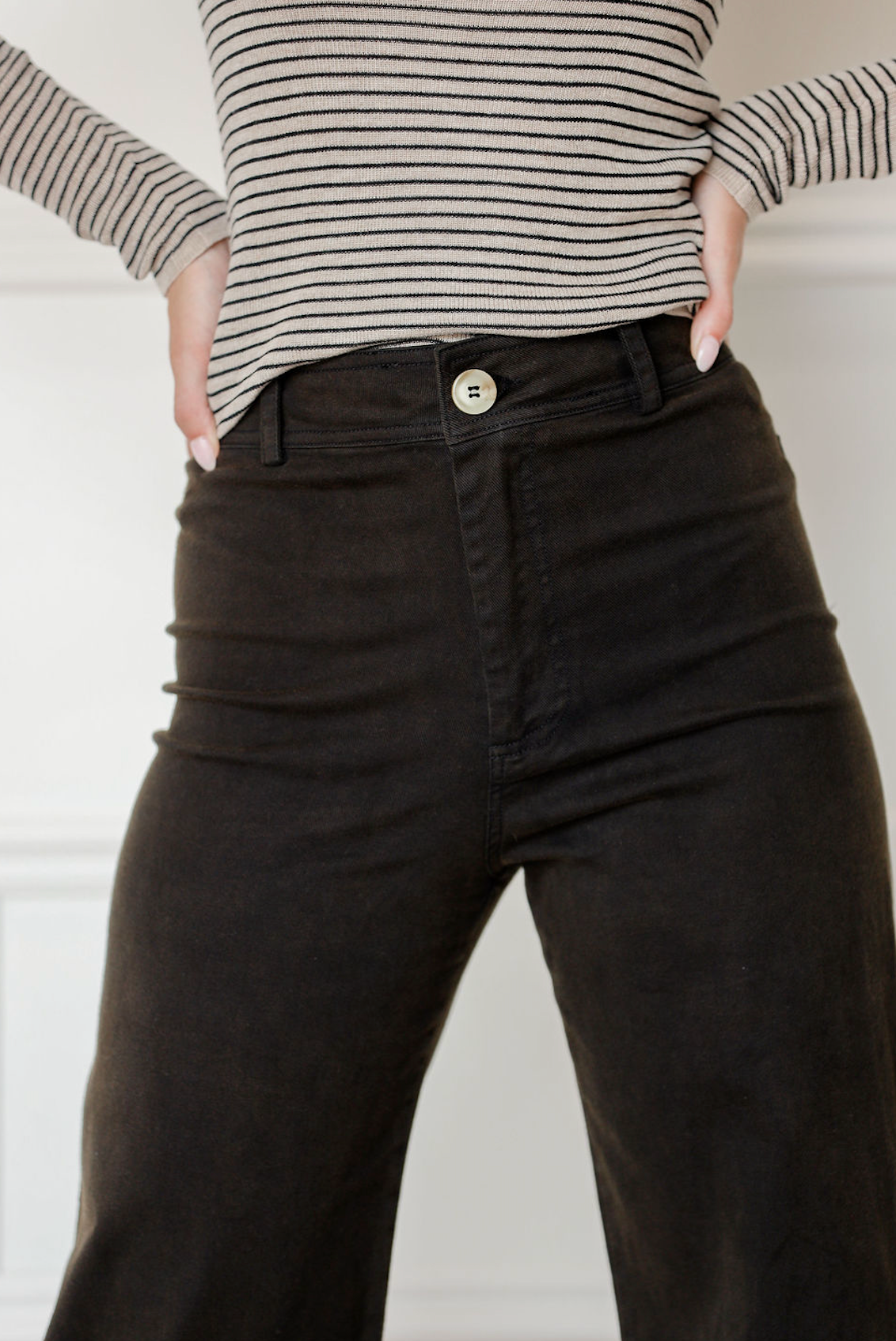 Wide Leg Stretch Pants Black