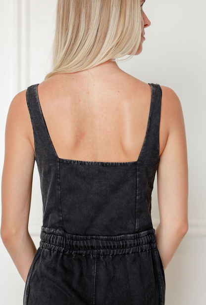 Mineral Wash Drawstring Jumpsuit - Clothe Boutique