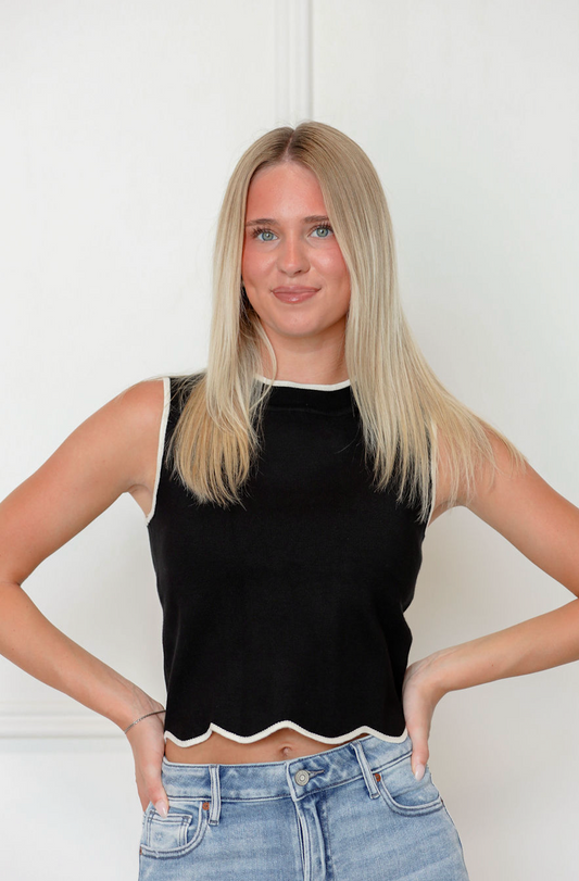 Scallop Hem Knit Top