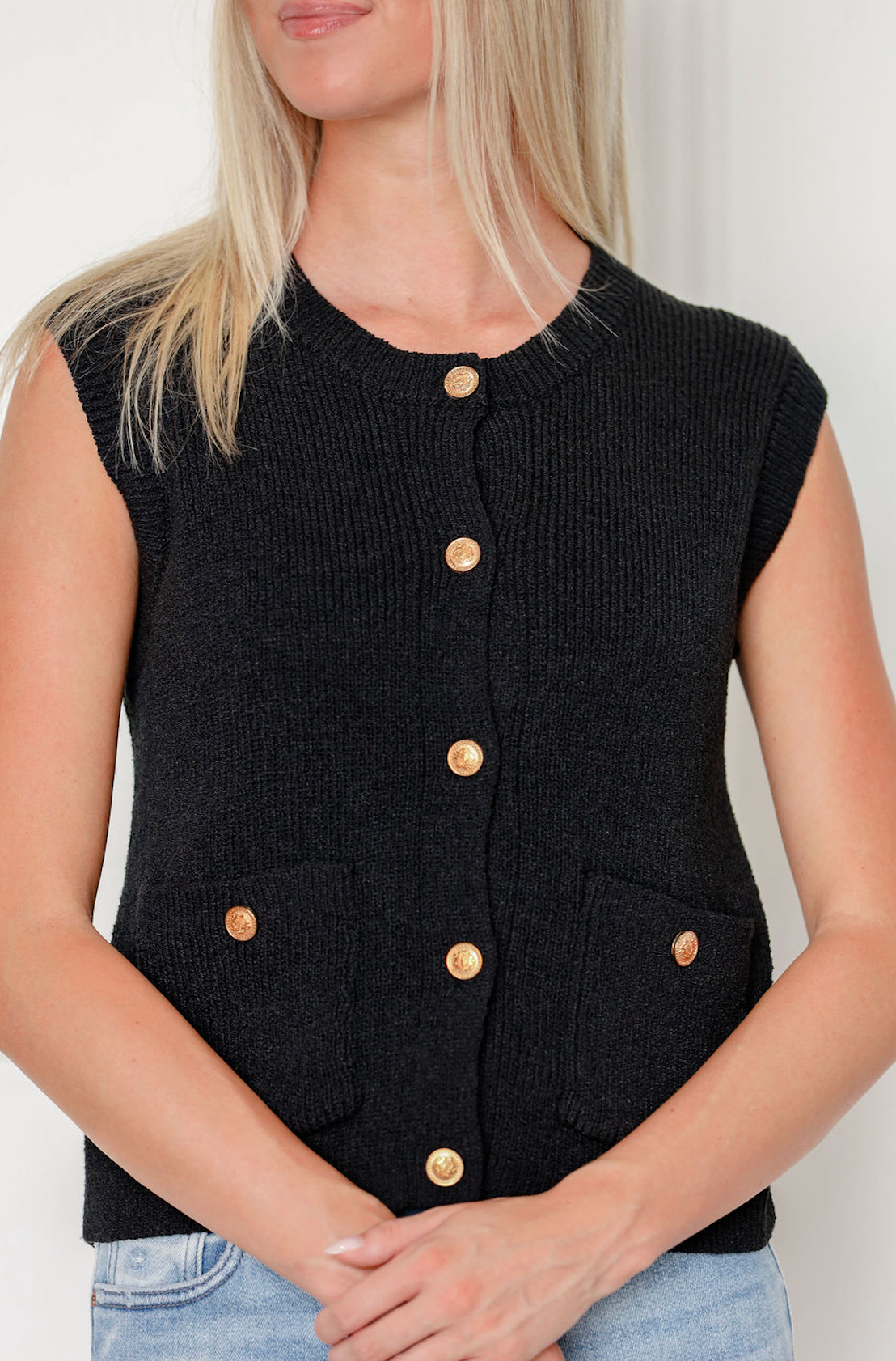 Black Sweater Vest w/ Buttons