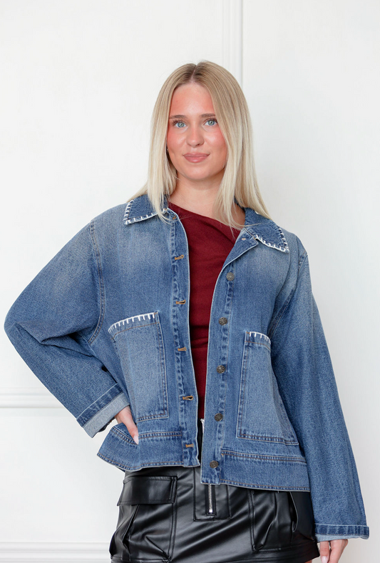 Brinn Blanket Stitch Denim Jacket