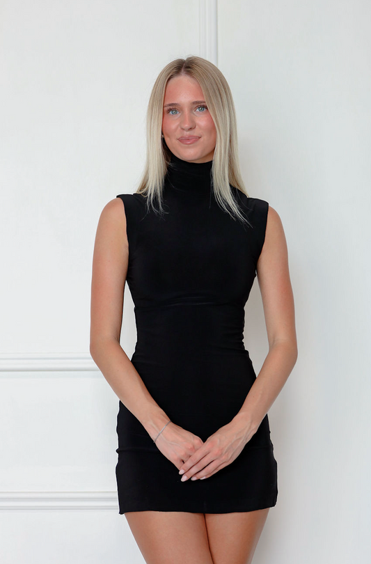 Kelly Mock Neck Dress Black