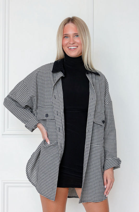 Black Gingham Oversized Shirt