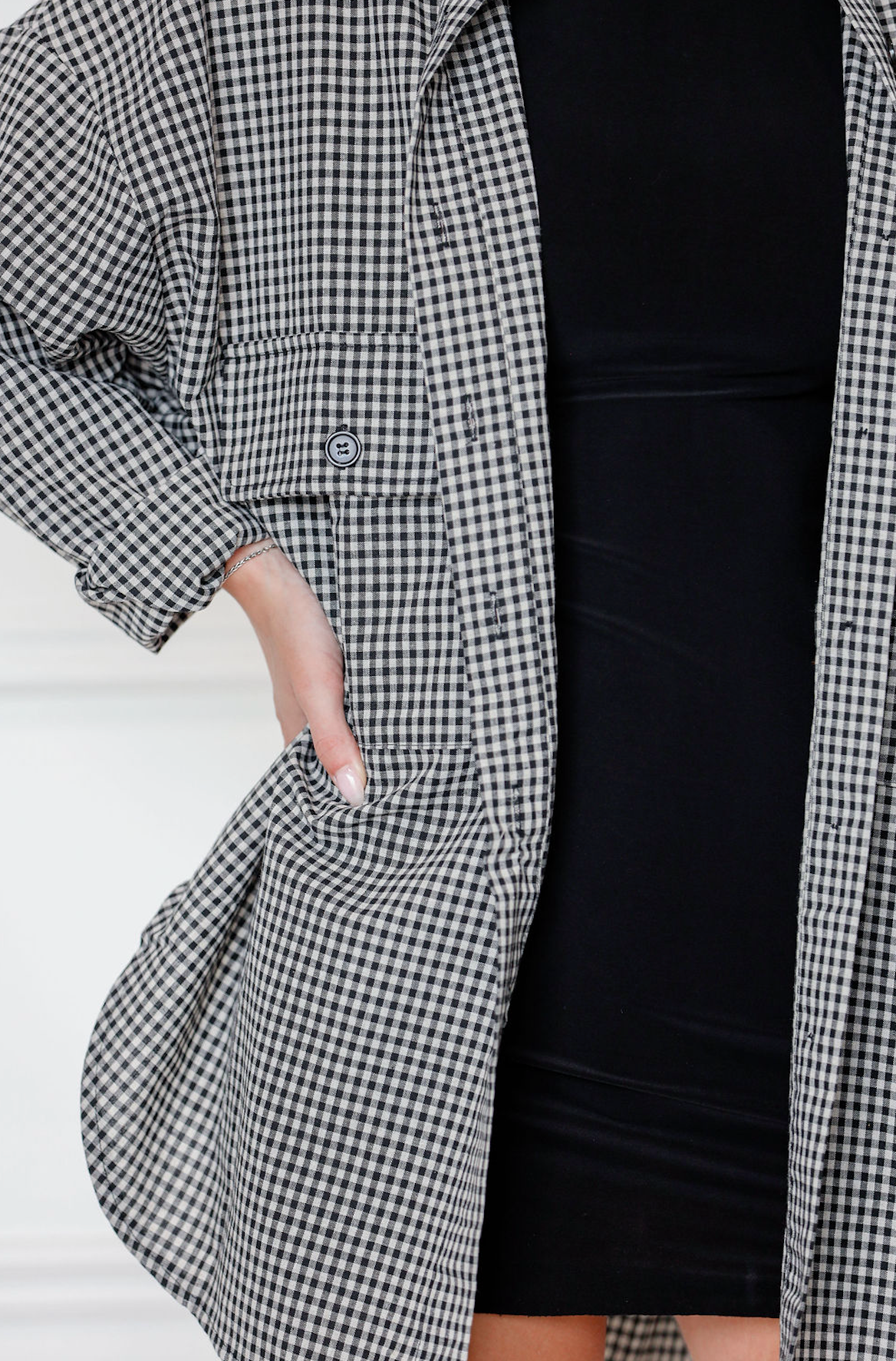 Black Gingham Oversized Shirt