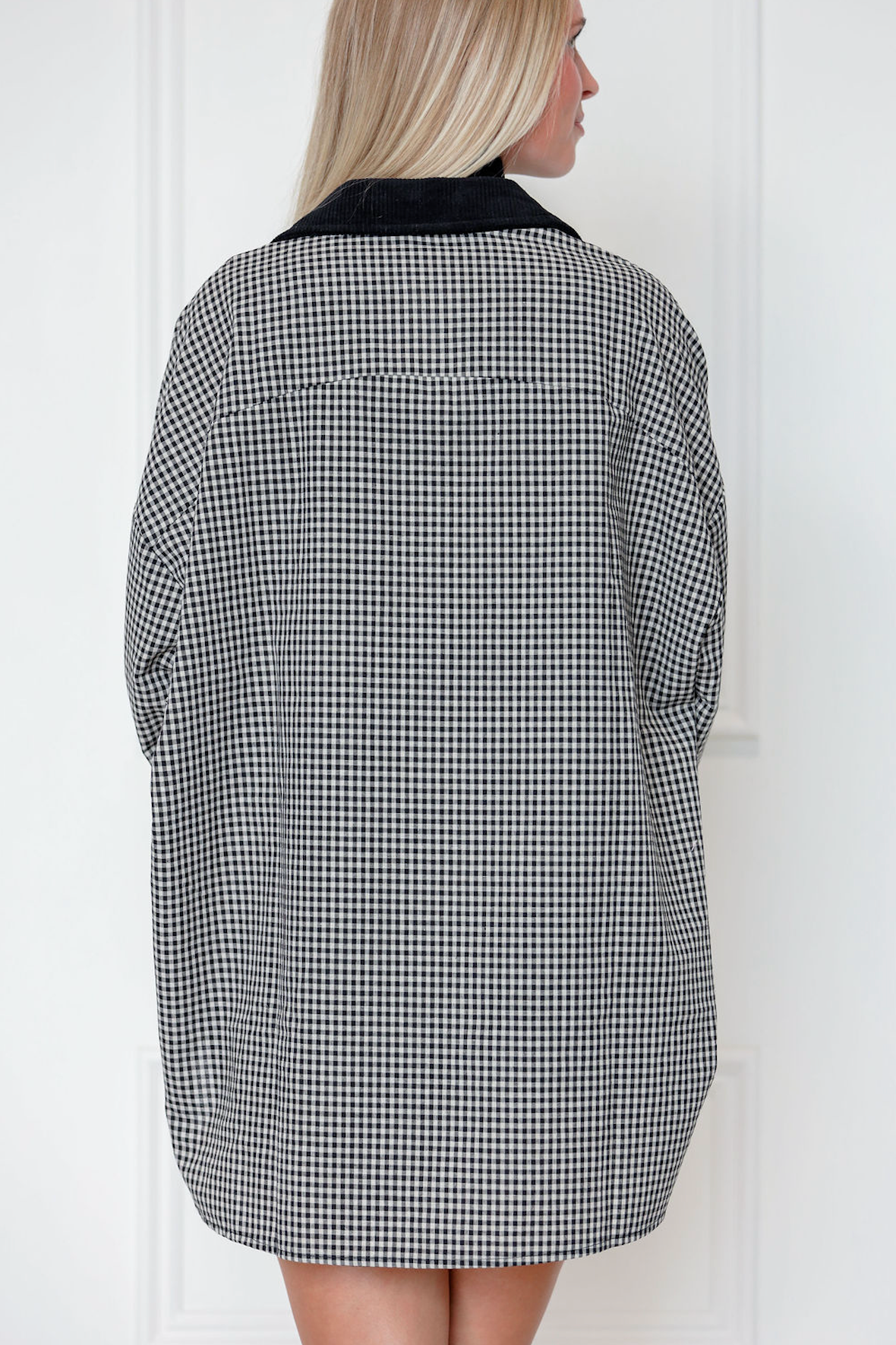 Black Gingham Oversized Shirt