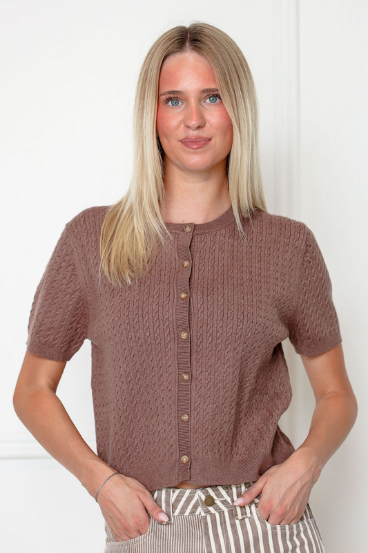 Cable Knit Cardigan Brown