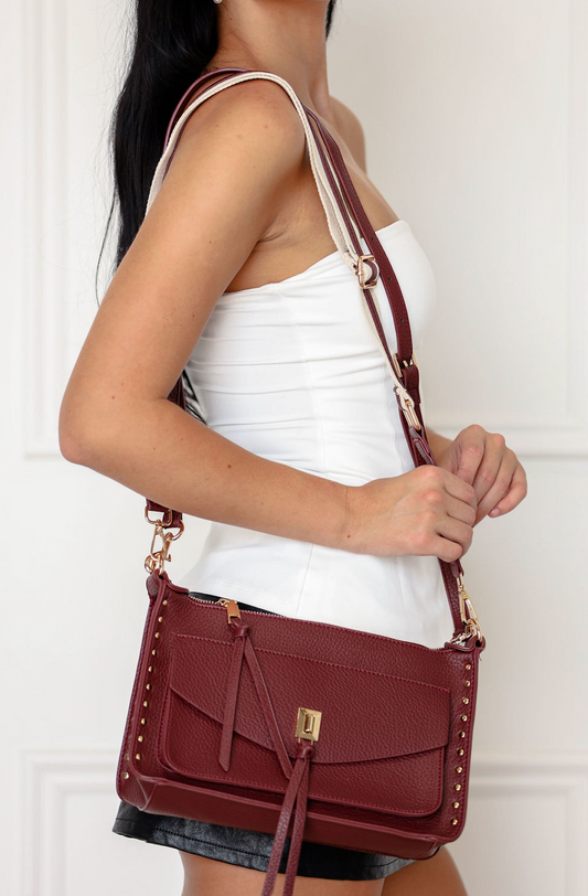 Adelle Studded Purse Burgundy