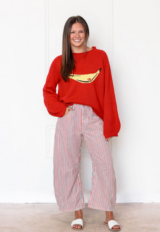 Striped Barrel Leg Pants