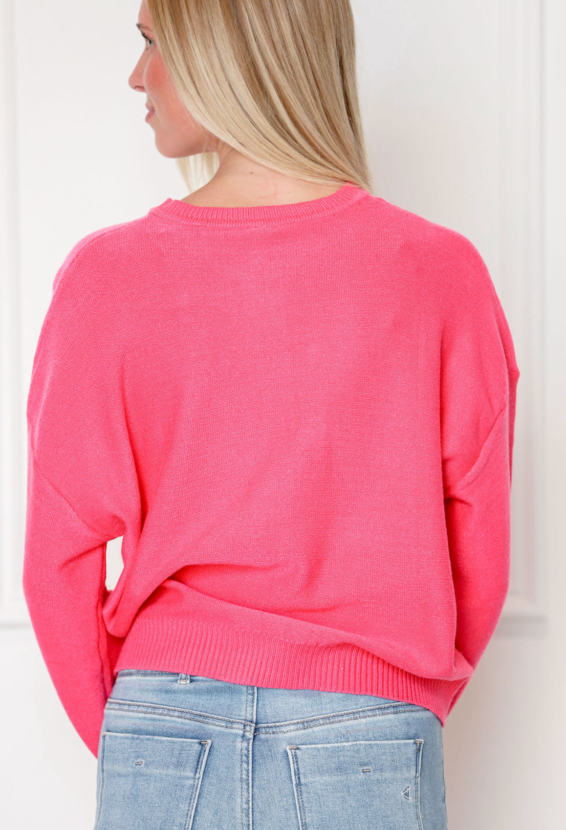 Henley Button Up Sweater Pink
