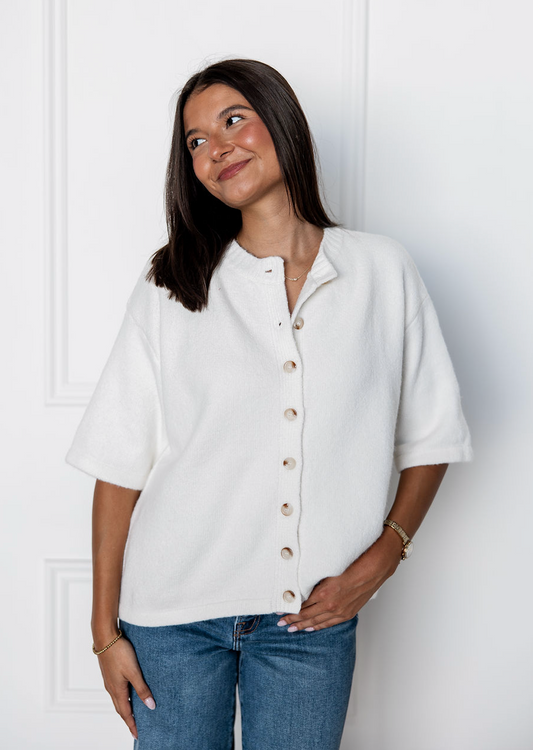 Amanda Button Up Sweater Ivory