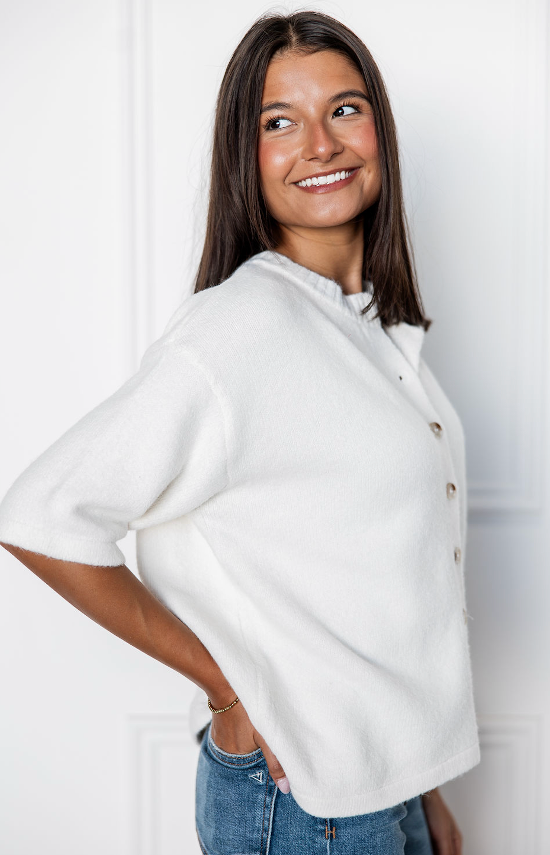Amanda Button Up Sweater Ivory