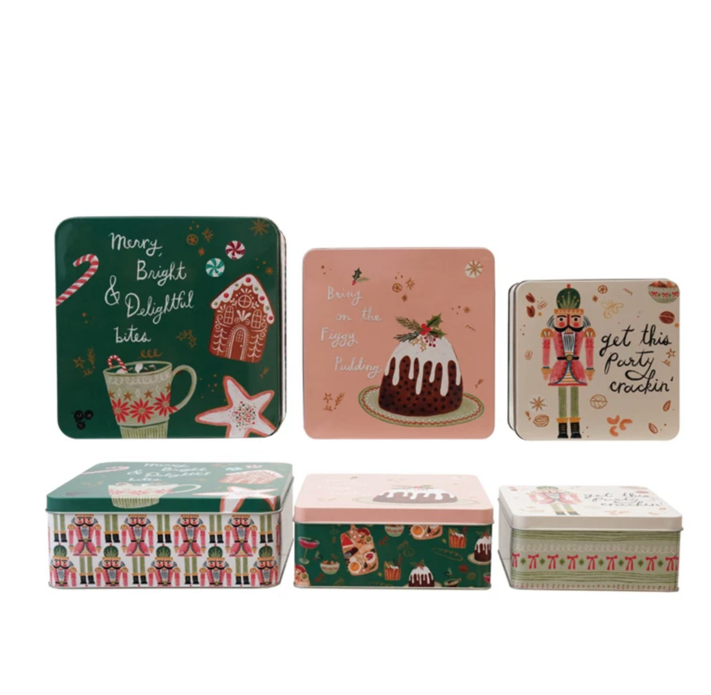 Holiday Tin w/ Lid Set of 3