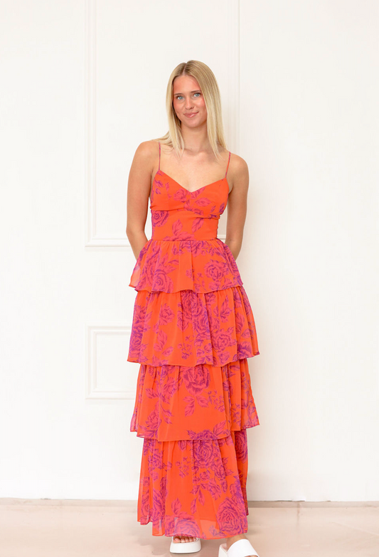 Mila Floral Ruffle Maxi Dress