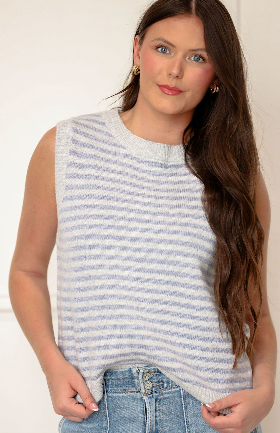 Grey Stripe Sweater Vest