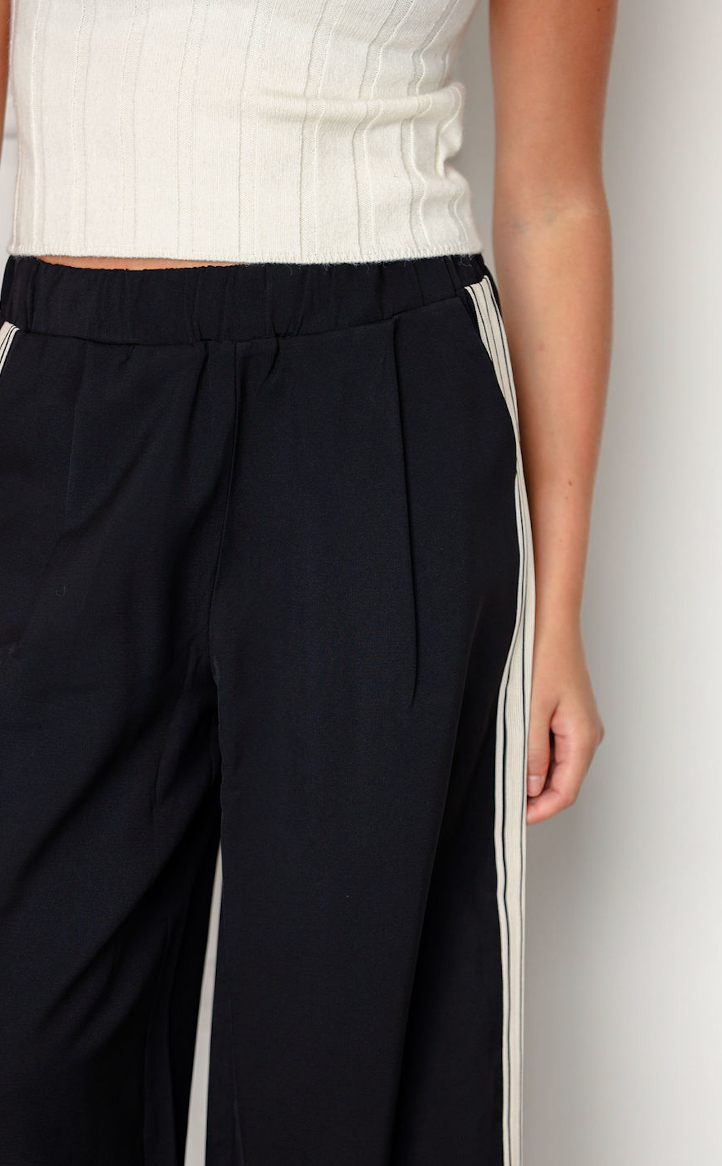 Black Stripe Panel Sided Pants