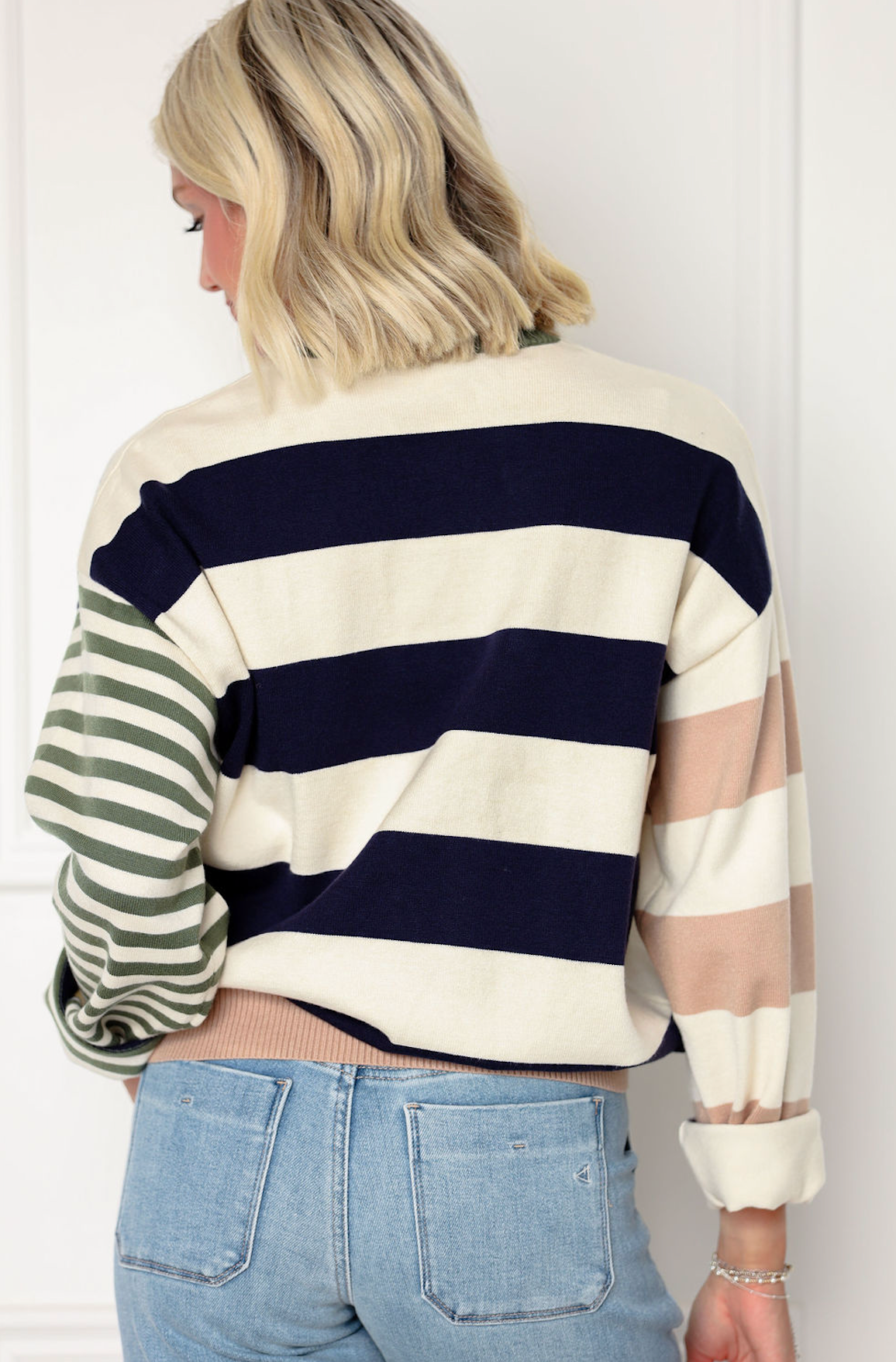 Multi Stripe Crewneck Sweater