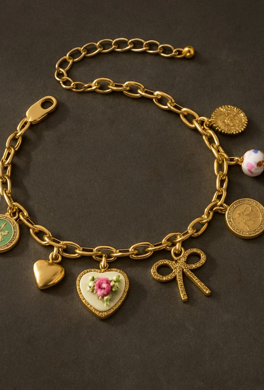 Vintage Floral Charm Bracelet