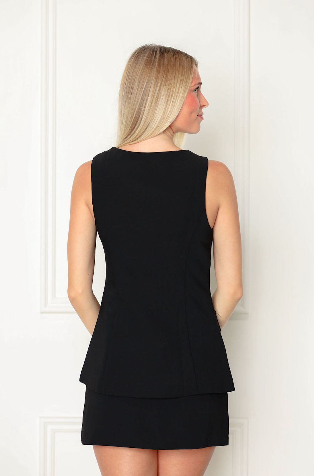 Buttons Vest & Skirt Set of 2 Black