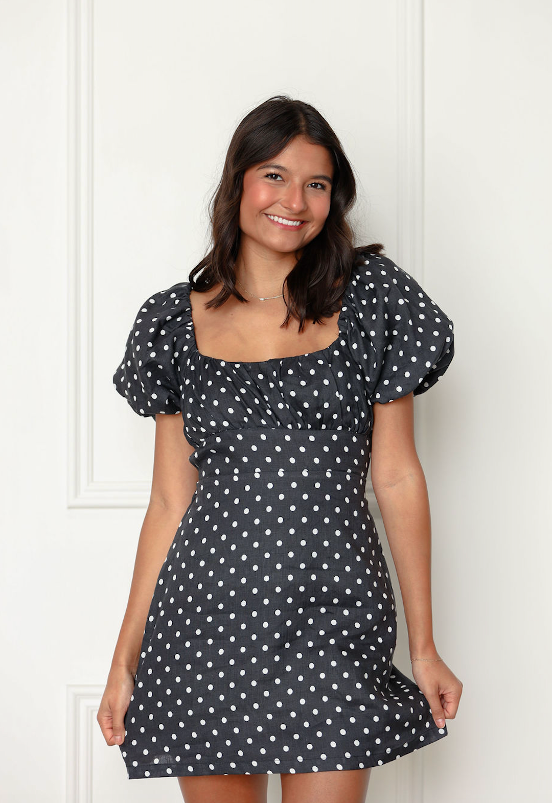 Mia Polka Dot Puff Sleeve Mini Dress