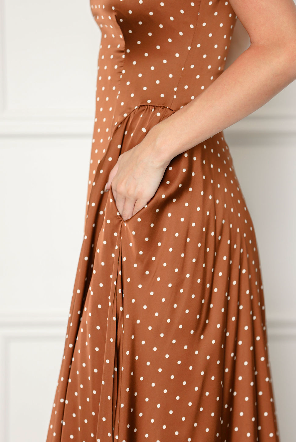 Polka Dot Boat Neck Midi Dress