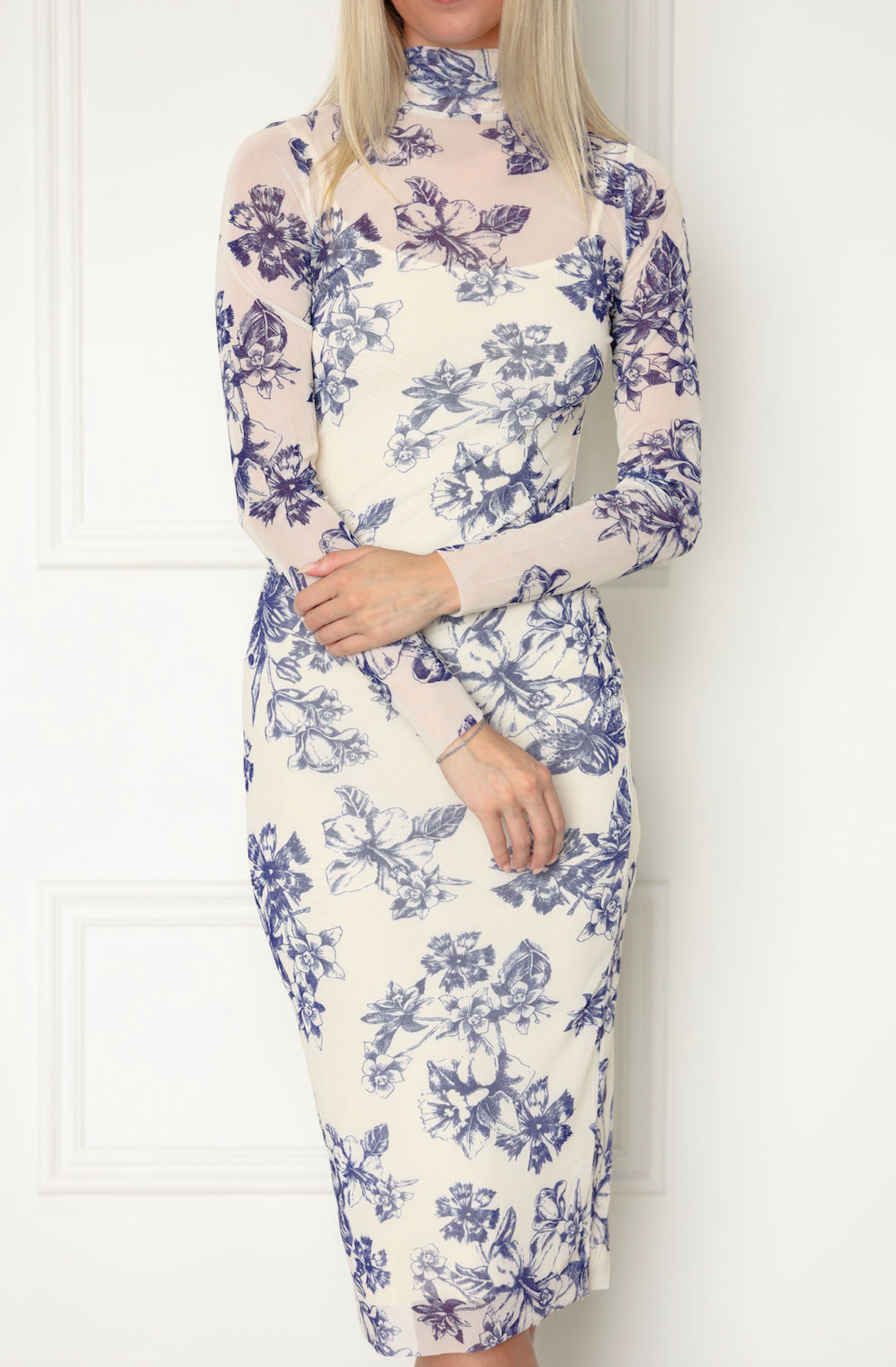 Floral Mesh Midi Dress