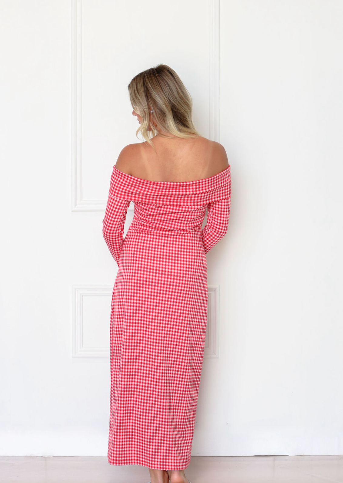Gingham Off Shoulder Dress