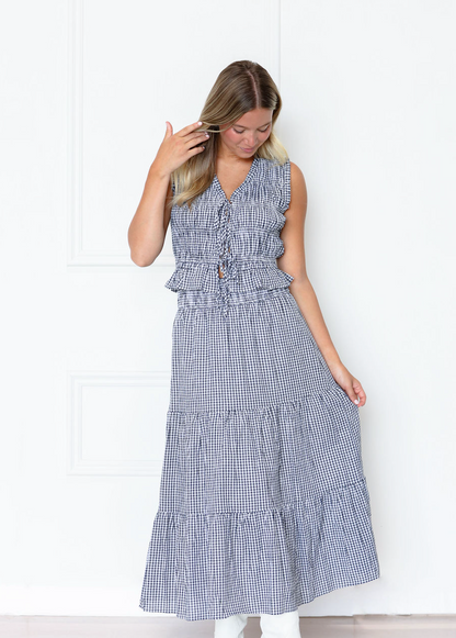 Black Gingham Front Tie Tank - Clothe Boutique