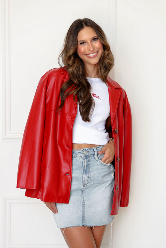 Red Faux Leather Jacket