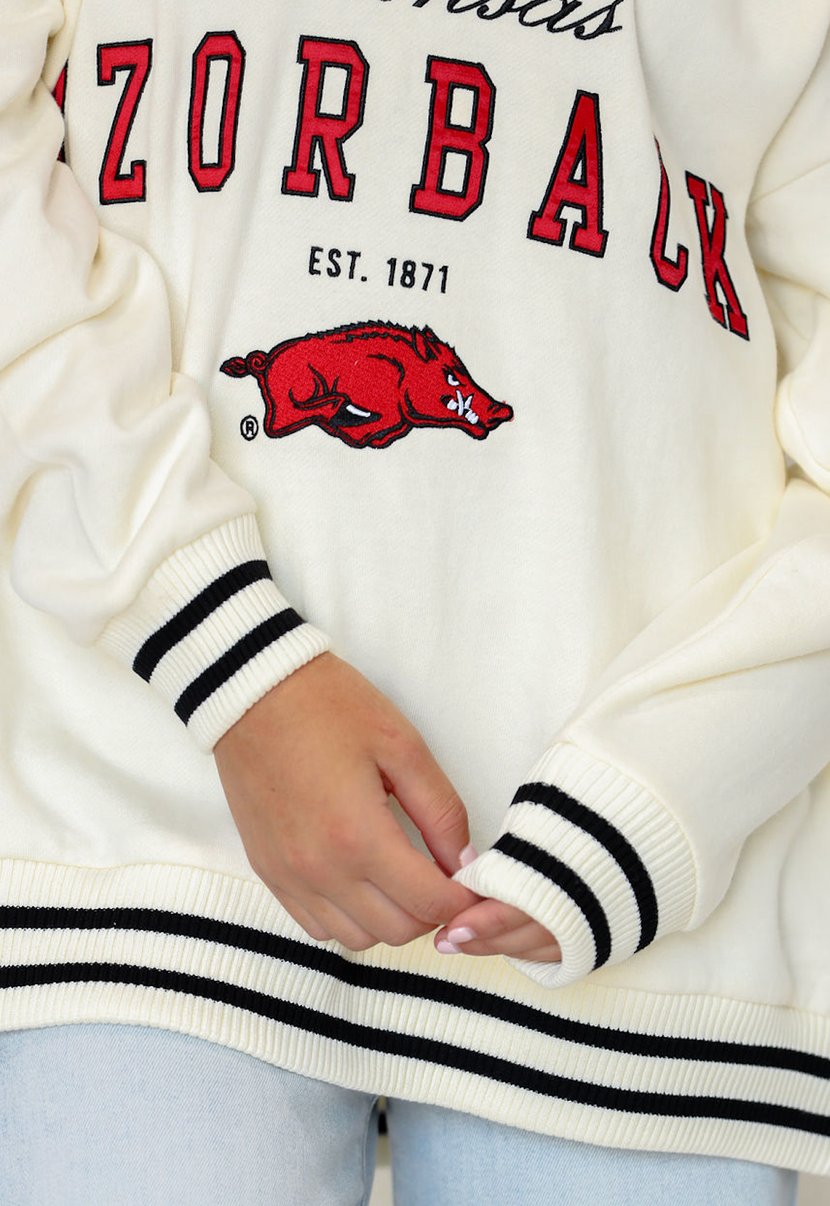 Arkansas Letterman V-neck Sweatshirt - Black