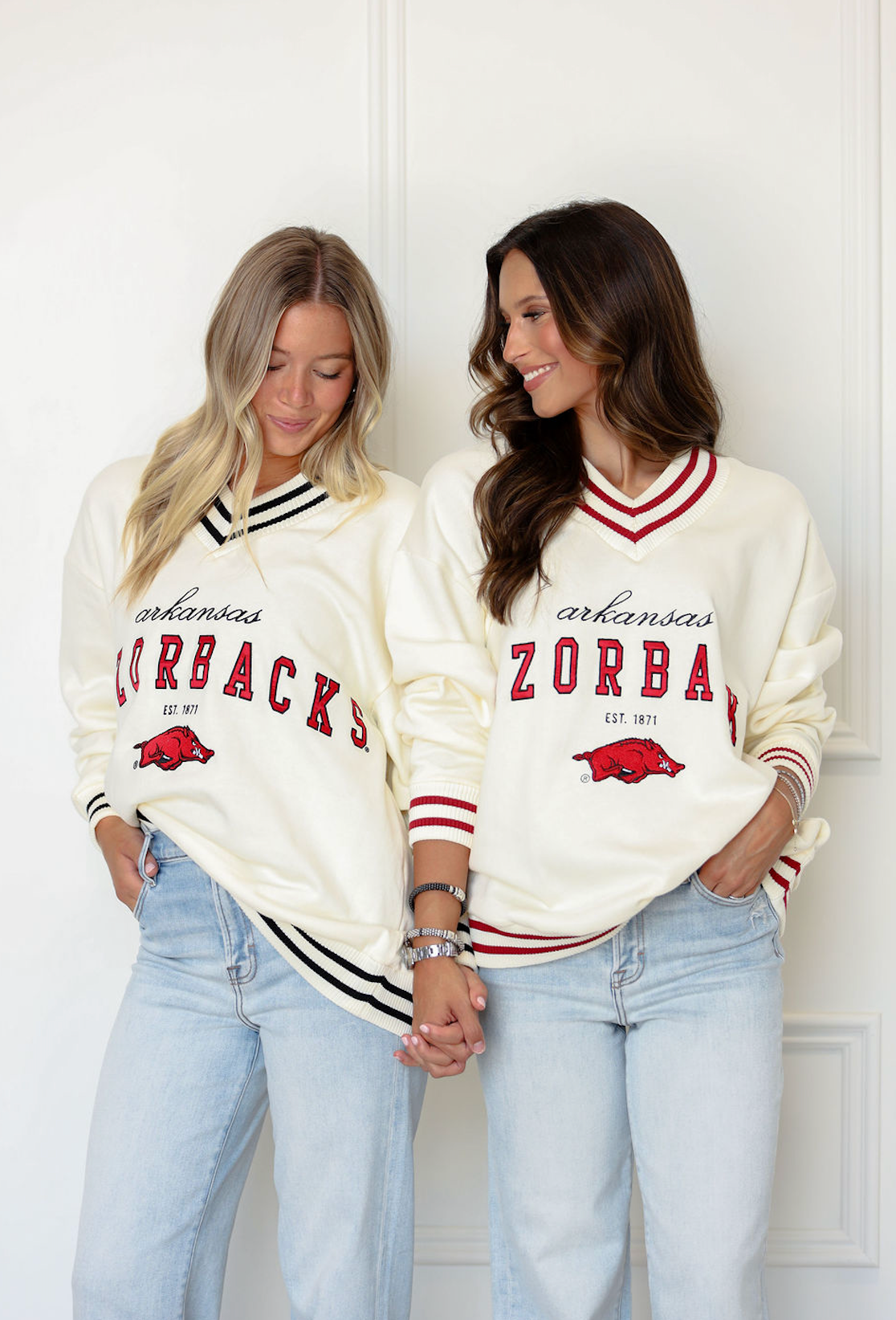 Arkansas Letterman V-neck Sweatshirt - Black