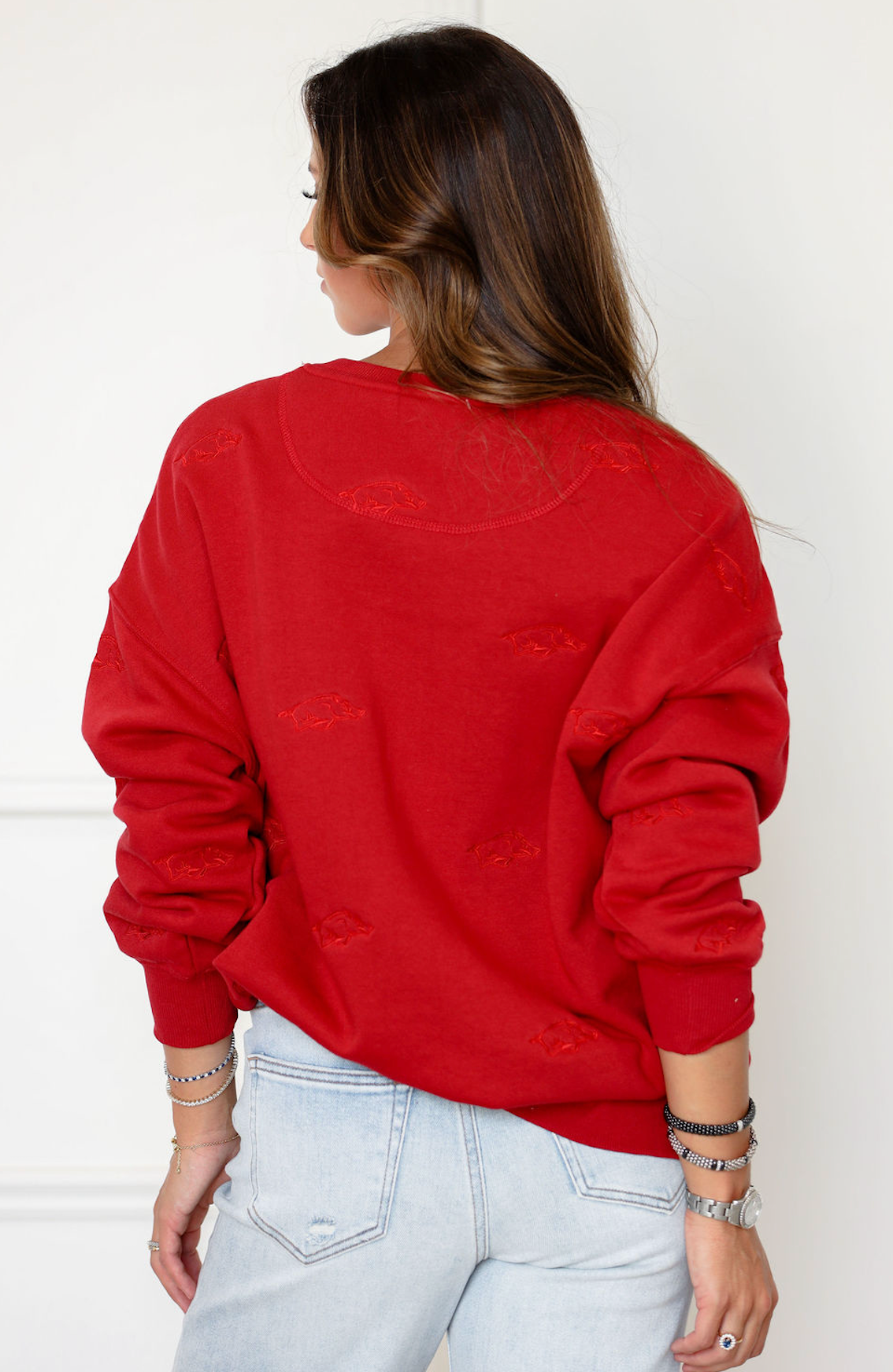 Arkansas Embroidered Hog Logo Crewneck