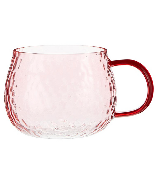 Pink Hammered Glass Mug