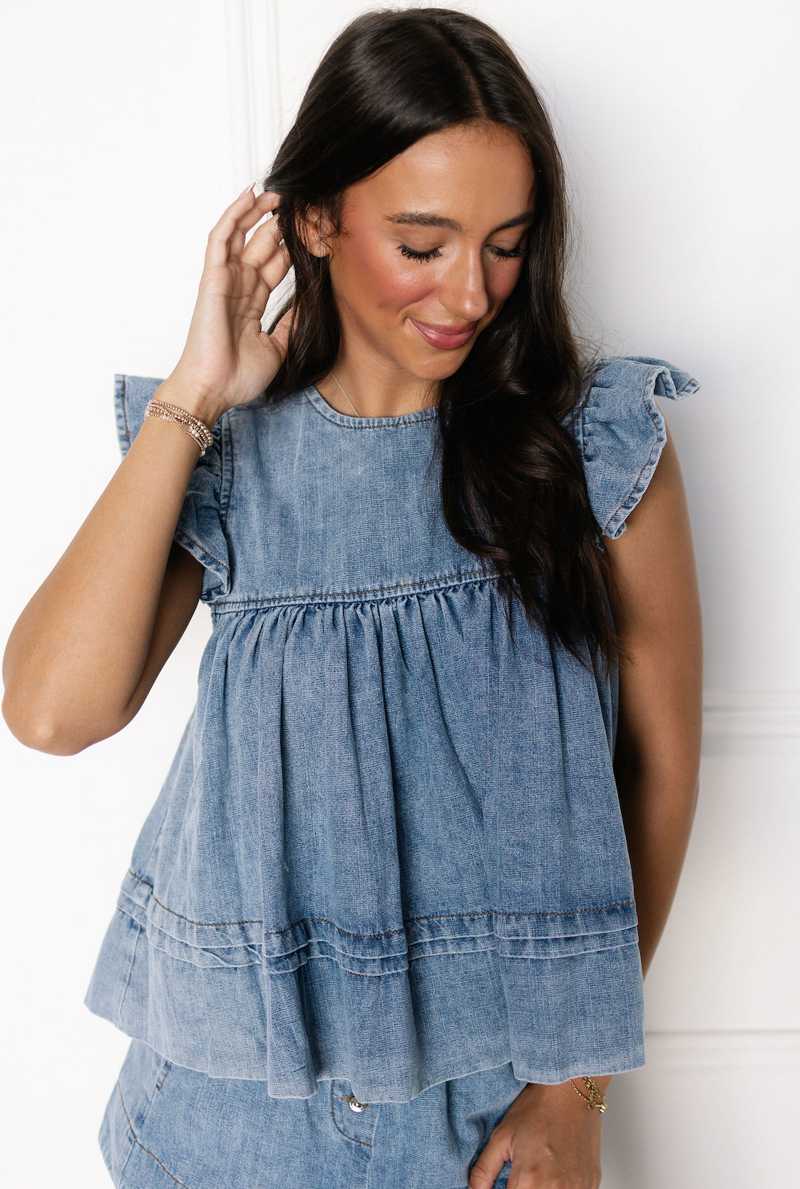 Simone Denim Pull-On Shorts