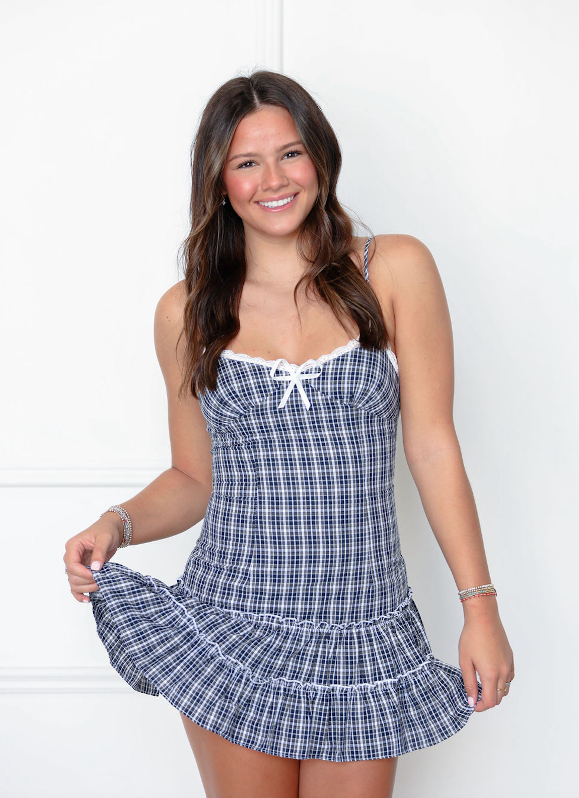 Plaid Tiered Ruffle Hem Dress