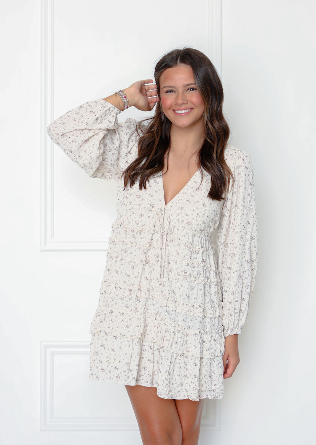 Long Sleeve Floral Mini Dress
