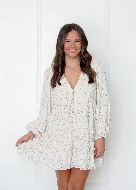 Long Sleeve Floral Mini Dress