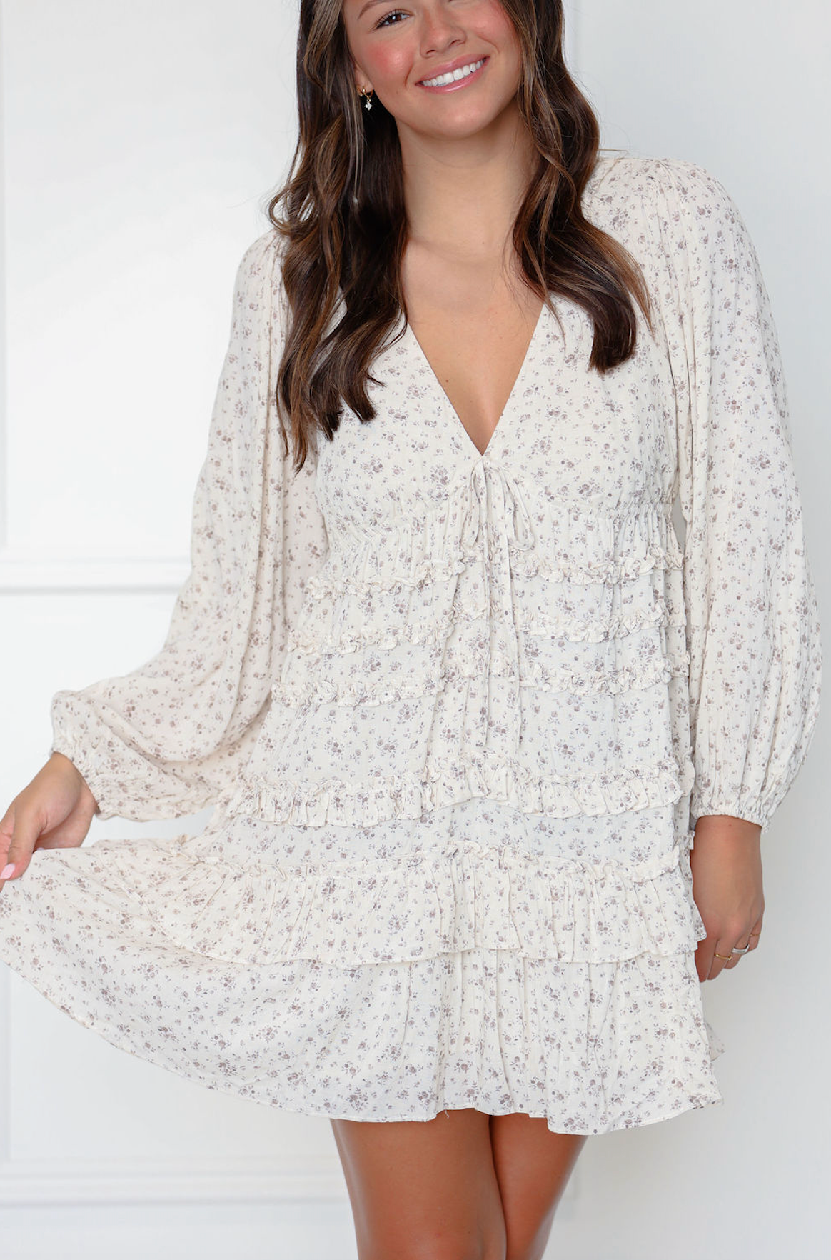 Long Sleeve Floral Mini Dress