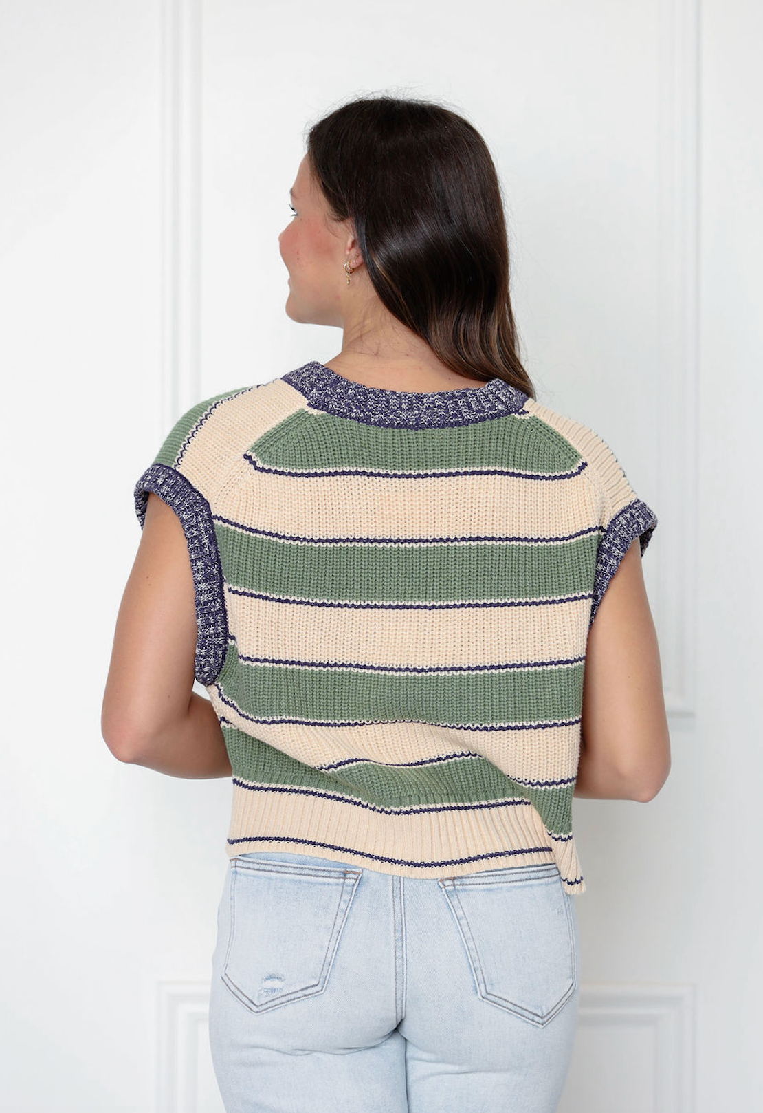 Striped Sweater Vest Blue/Olive