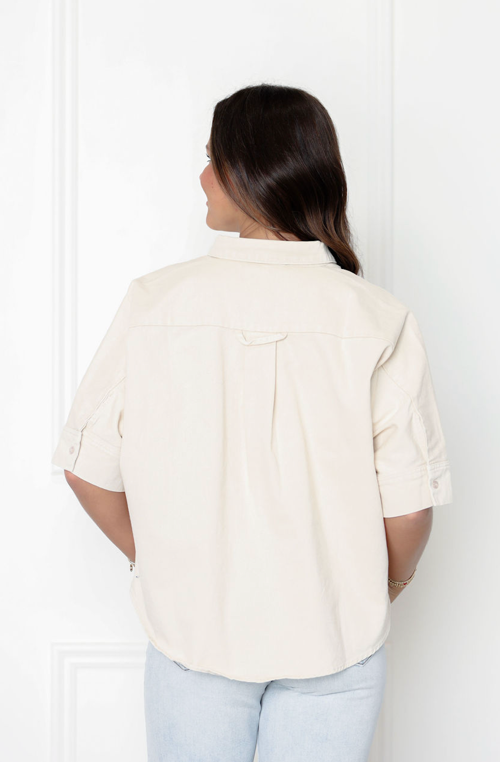 Natural Denim Button Down Top
