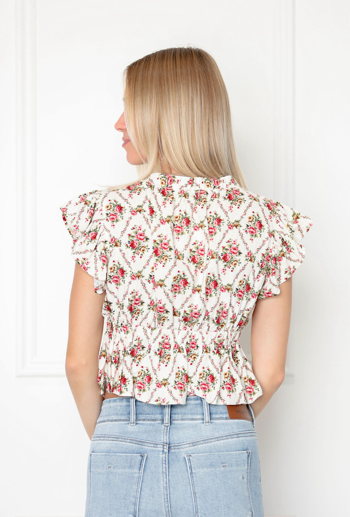 Floral V-neck Ruffle Top