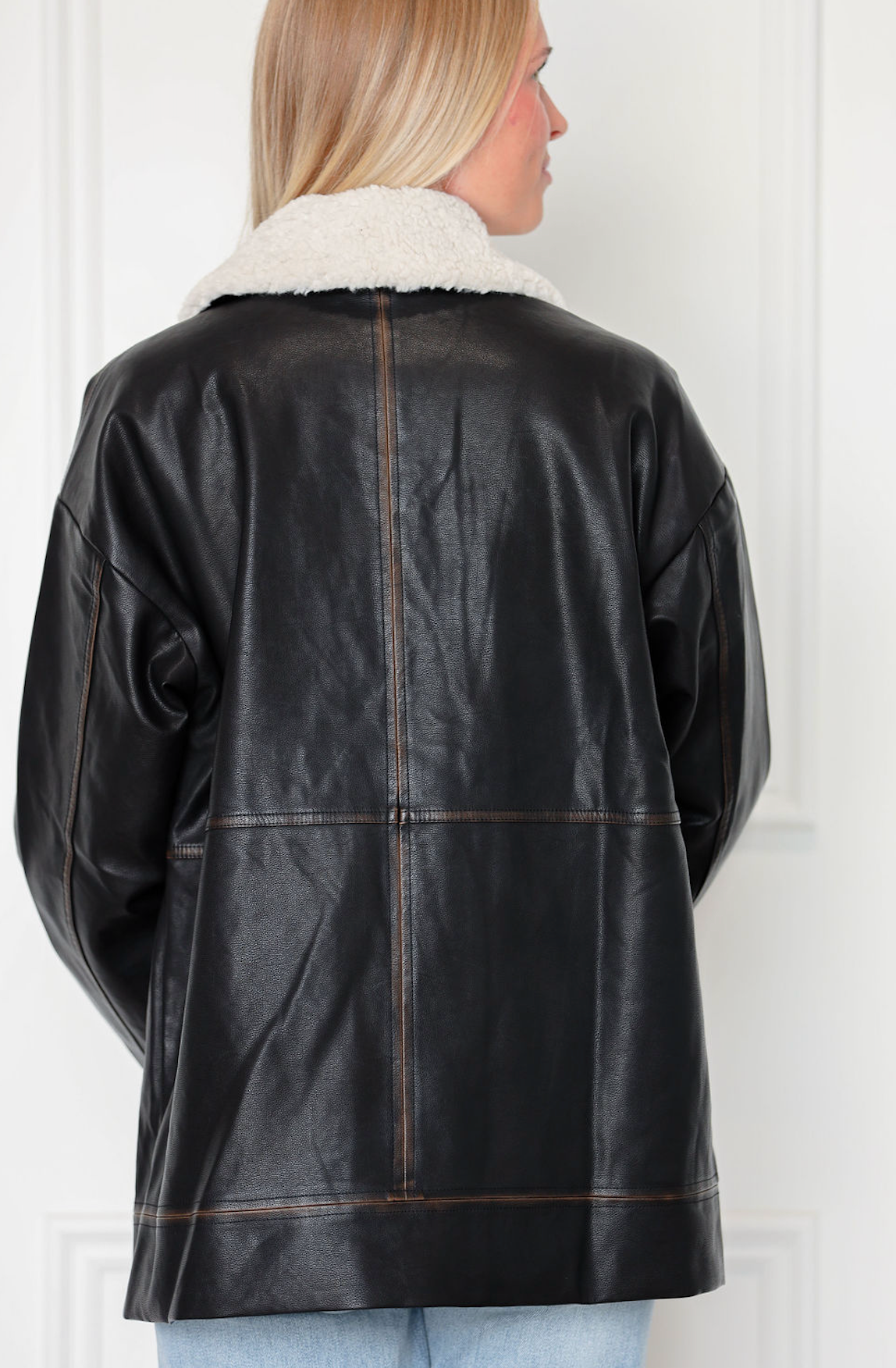 Dark Brown Faux Fur Pleather Jacket