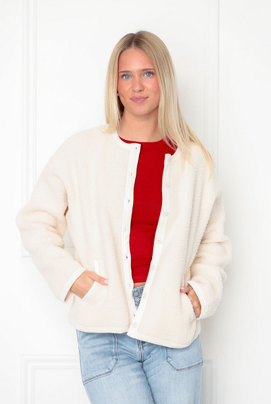 Sherpa Button Up Jacket Cream