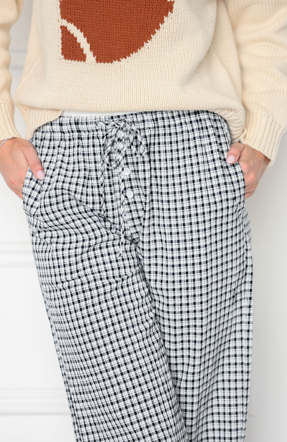 Gingham Boxer Pants Black