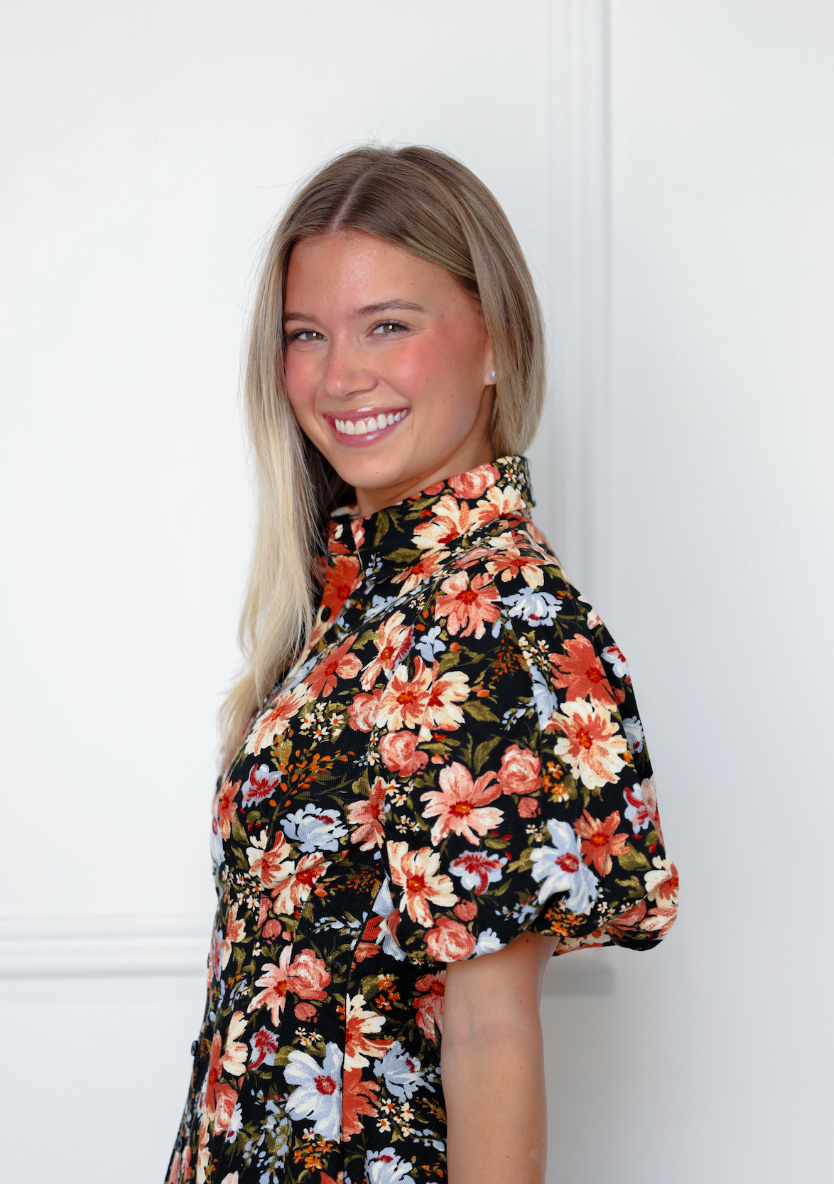 Midnight Florals Bubble Hem Dress