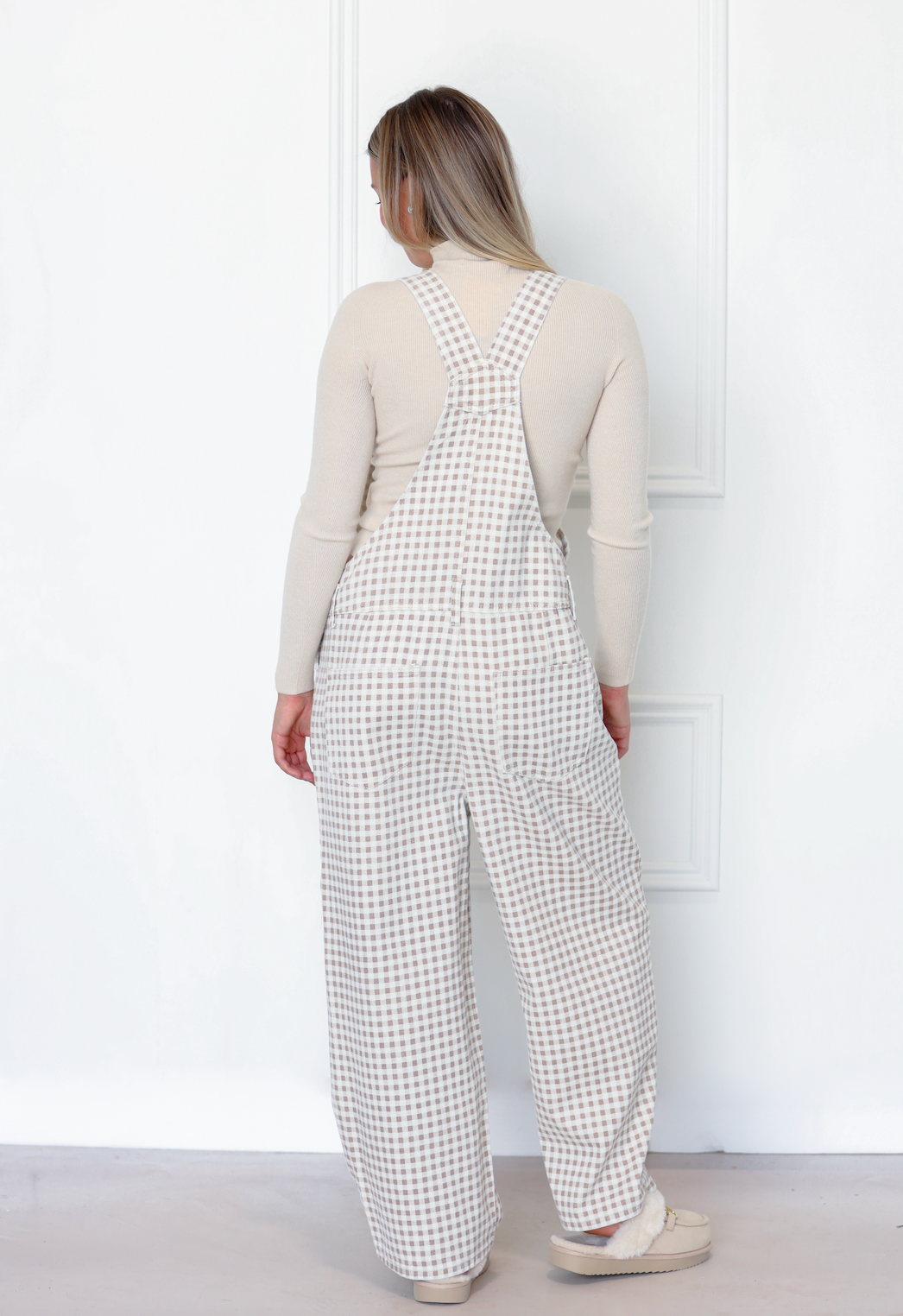 Cream/Taupe Denim Overalls