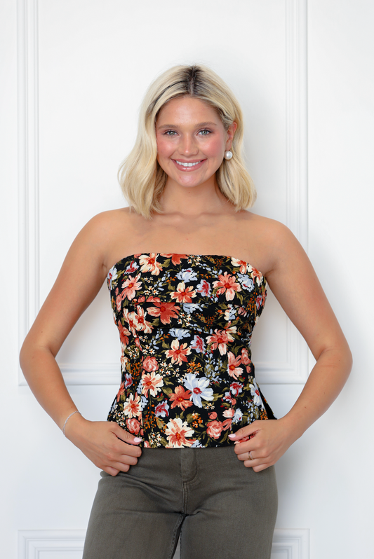 Midnight Florals Strapless Top