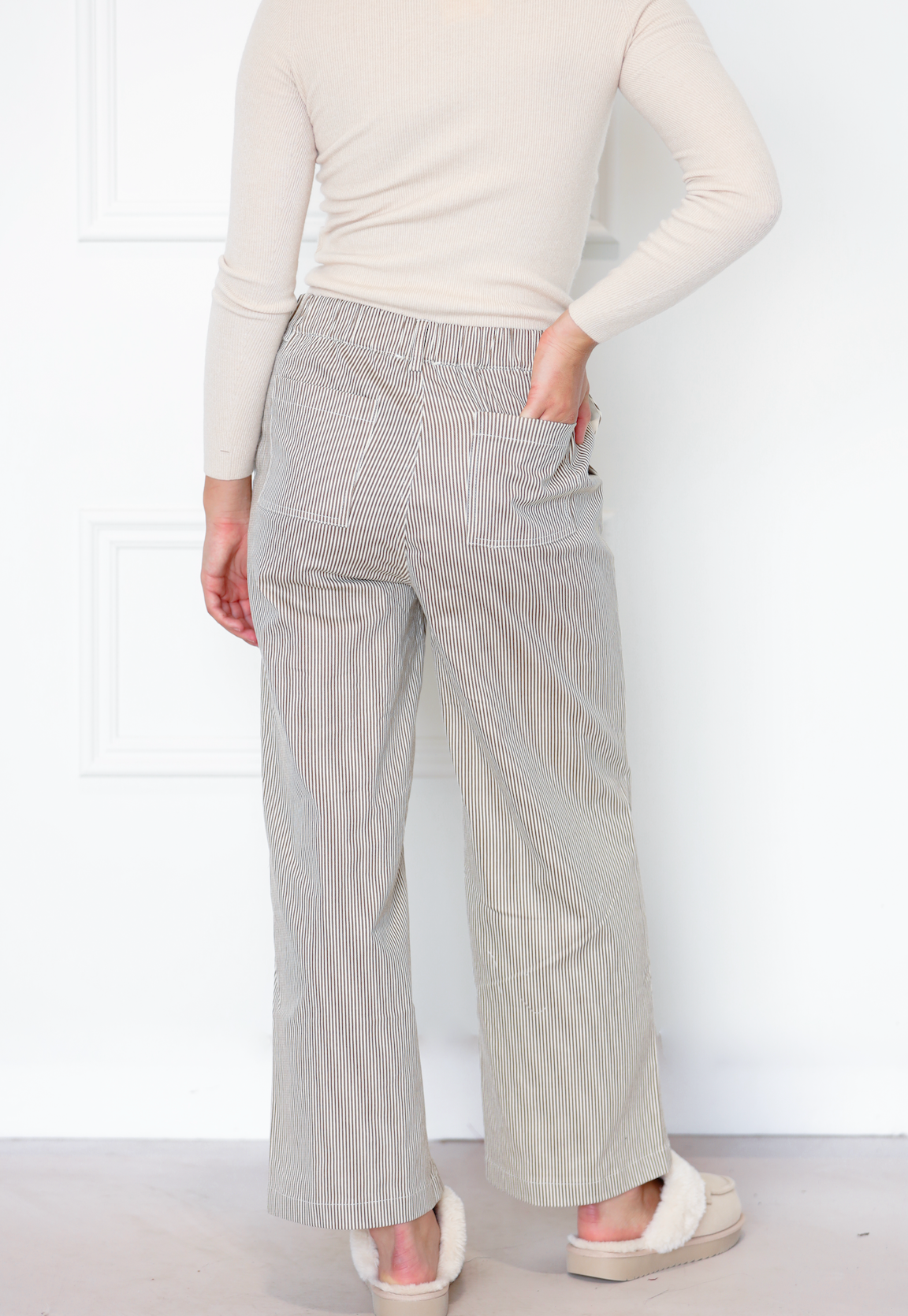 Espresso Stripe Wide Leg Pants