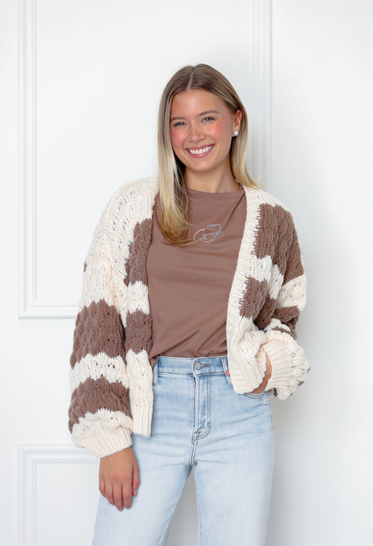 Textured Stripe Sweater Cardigan